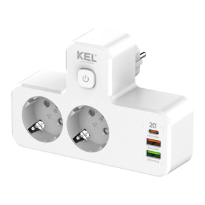 Rozgałęźnik R-270SWS biały 1x gniazdo z/u Schuko 2xUSB-A 1xUXB-C W-72054 KEL Plastrol
