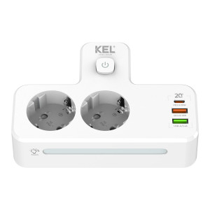 Rozgałęźnik R-270SWS biały 1x gniazdo z/u Schuko 2xUSB-A 1xUXB-C W-72054 KEL Plastrol