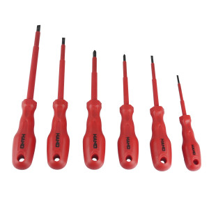 Zestaw wkrętaków VDE 1000V NR-1/W-Z6/VDE/3-6,5 czerwone 6szt. W-00345 Hand PRO Plastrol Zestaw wkrętaków VDE 1000V NR-1/W-Z6/VDE/3-6,5 czerwone 6szt. W-00345 Hand PRO Plastrol