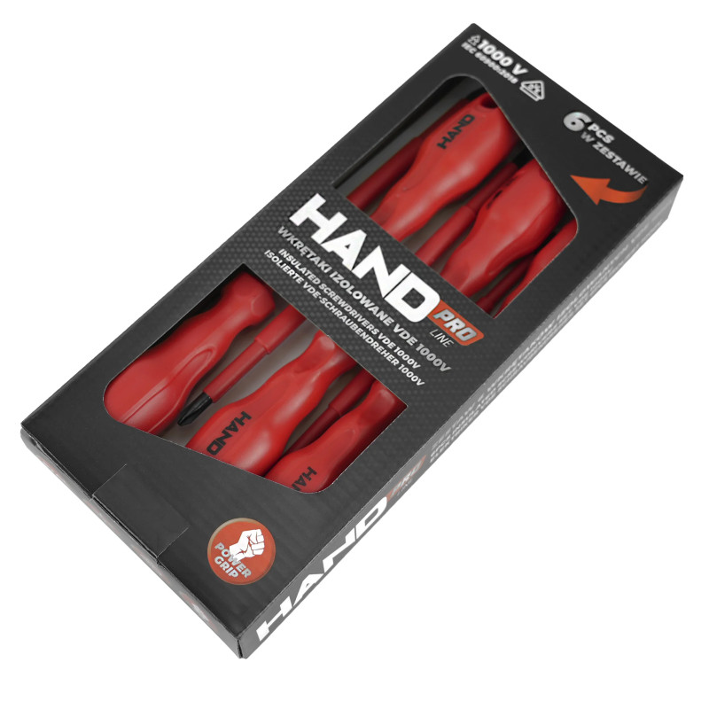 Zestaw wkrętaków VDE 1000V NR-1/W-Z6/VDE/3-6,5 czerwone 6szt. W-00345 Hand PRO Plastrol Zestaw wkrętaków VDE 1000V NR-1/W-Z6/VDE/3-6,5 czerwone 6szt. W-00345 Hand PRO Plastrol