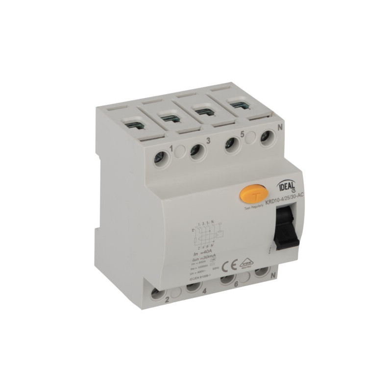 Wyłącznik różnicowoprądowy KRD10-4/40/30-AC 38741 IDEAL Kanlux Wyłącznik różnicowoprądowy KRD10-4/40/30-AC 38741 IDEAL Kanlux