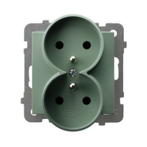 Gniazdo podwójne z/u GP-2GRZ/m/84 zielony mat AS Ospel