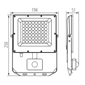 Naświetlacz LED ACETE 50W CCT SE GR z czujnikiem PIR 38498 Kanlux