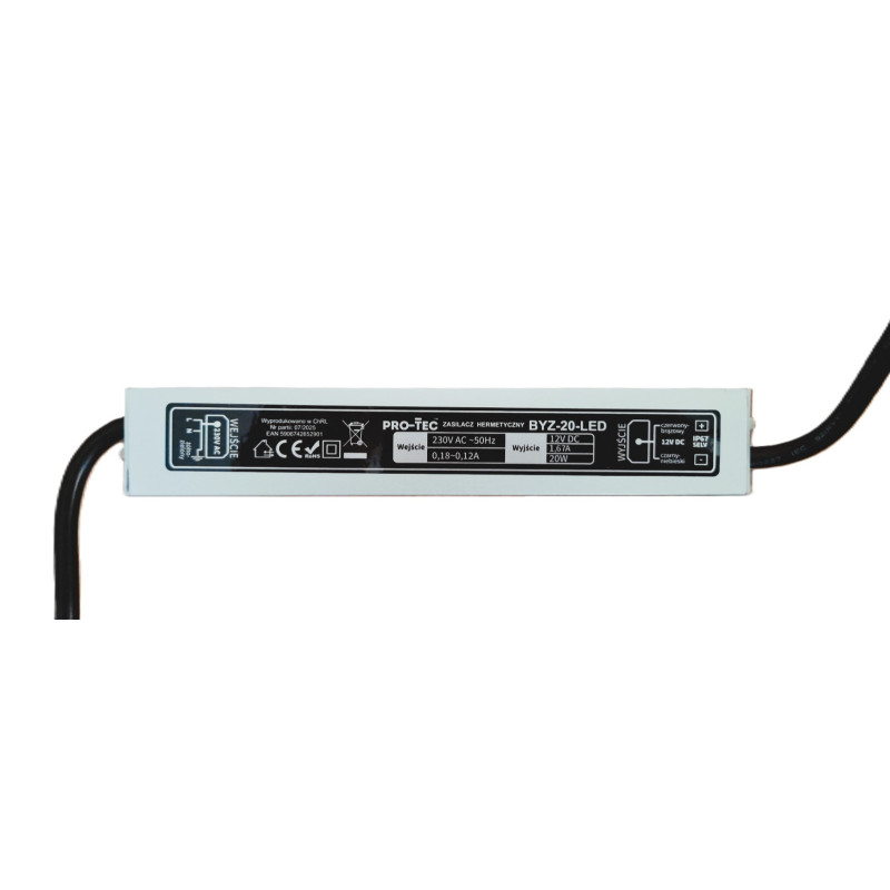 BYZ-12020-A zasilacz LED SLIM BYZ-20W 12VDC IP67 Pro-Tec