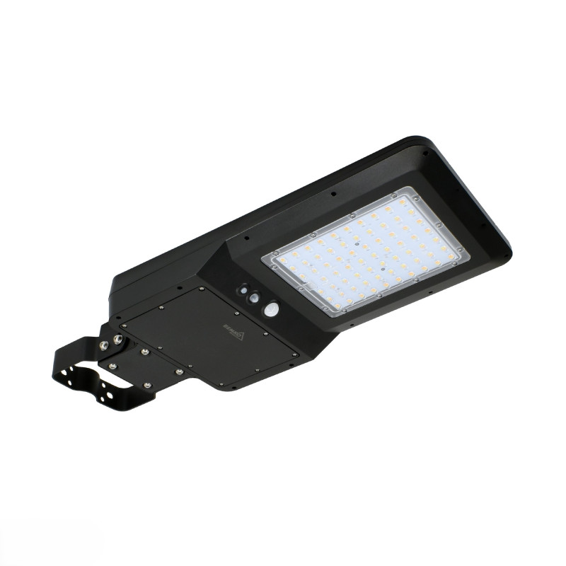 Solarna oprawa uliczna LED SOLGER 40W PIR 6000lm 3/4/6K IP65 czarna C83-SOG-040BL-CCT-PIR Bemko