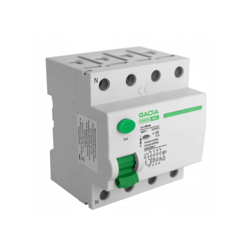 Wyłącznik różnicowoprądowy 6kA PR8NM 4P 25A 30mA typ A Gacia